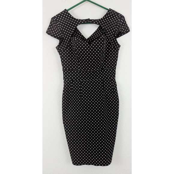 Hell Bunny sz XL Vixen Pin Up Retro Dress bodycon black & polka dots 1365 - Picture 1 of 7